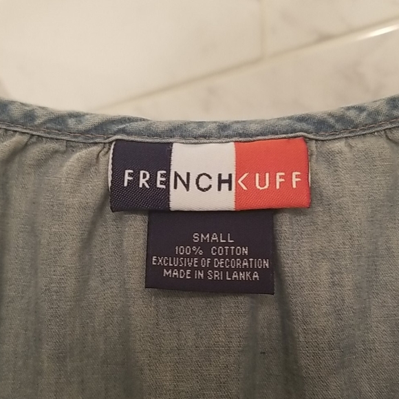 Womens Boho embroidered faded denim top, Small - Picture 4 of 8